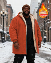 Big & Tall Men's Solid Color Velvet Thickened Long Hooded Coat